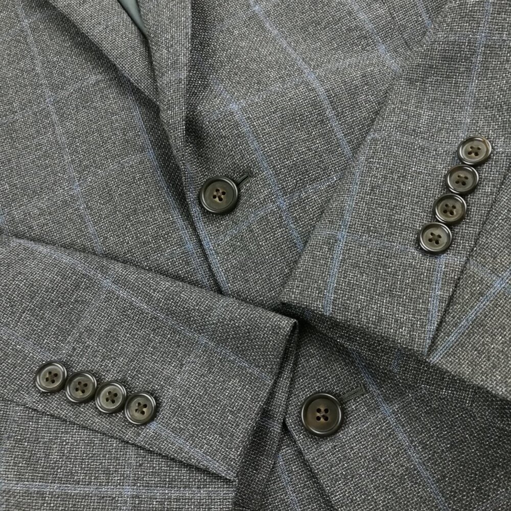 Brooks Brothers Sport Coat Italy Wool Windowpane Plaid Gray Blue 42R Fitzgerald - Picture 3 of 13